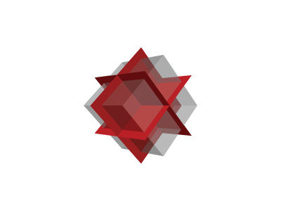 Architectural Logo 3d cube design geometric gray grey identity intersecting logo logomark mark mathematical perspective red semitransparent symmetrical vector