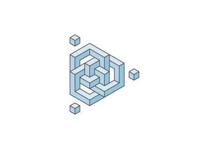 Hexaplay Logo 3d borromean cube design geometric hexagon knot logo logomark mark mathematical play symmetrical torus triangle vector