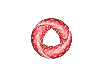 Volucrine Logo 3d circle design faceted facets facetted geometric logo logomark mark polygon red shiny symmetrical triangle vector