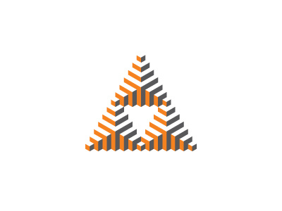 Trifarious Logo 3d connection cube design geometric gray hexagon intersecting logo logomark mark orange pyramid structure symmetrical triangle vector