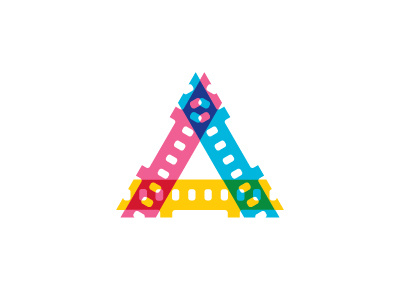 Allegory Logo a film filmstrip geometric letter logo logomark mark sylized symmetrical triangle vector