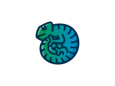Chameleon Logo camouflage cartoon chameleon circle green logo logomark mark spiral stylized vector