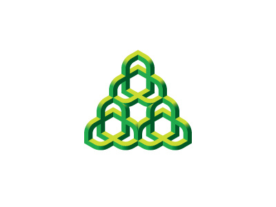 Tercet Logo triangle nature organic knot torus environment ecology green symmetrical design 3d geometric vector logomark mark logo