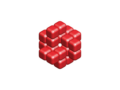 Connexia Logo 3d cube design faceted facetted geometric hexagon logo logomark mark red rounded spiral structure symmetrical triskele triskelion vector