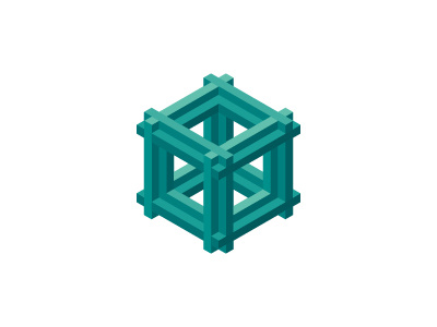 Viridian Logo 3d blue green cube design geometric hexagon interlocking logo logomark mark puzzle structure symmetrical teal vector viridian
