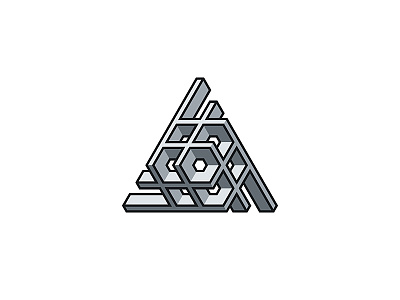 Tristack Logo 3d design geometric gray grey isometric logo logomark mark structure symmetrical triangle vector