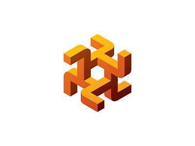 Entity Logo 3d brown design geometric hexagon isometric logo logomark mark orange symmetrical vector yellow