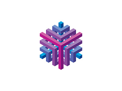 Cubus Logo 3d complex cube geometric gradient hexagon hollow intricate lattice logo logomark mark vector