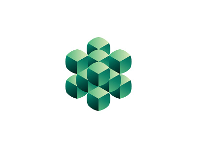 Convexa Logo 3d convex cubes design emerald gem gemstone geometric green logo logomark mark modern pillowed quincuncial quincuncially rounded symmetrical vector