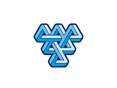 Connecta Logo 3d blue design geometric impossible object intersect knot logo logomark mark optical illusion symmetrical triangle vector