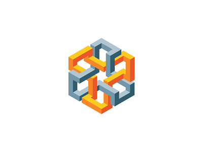 Hexadic Logo 3d abstract cube design geometric hexagon impossible object intricate isometric logo logomark mark symmetrical vector