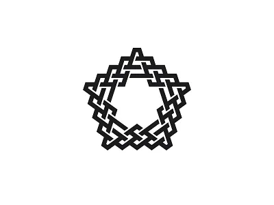 Textilistella Logo black design geometric line logo logomark mark pentagon star symmetrical vector weave