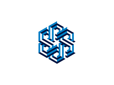 Interlock Logo 3d design geometric hexagon logo logomark mark symmetrical vector