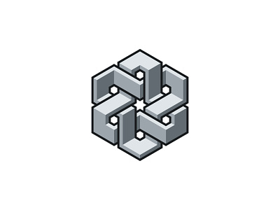 Hexaribbon Logo 3d design flat geometric gray grey hexagon logo logomark mark ribbon symmetrical vector