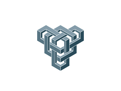 Connexion Logo 3d bull connection cube design geometric gray grey head hexagon isometric link logo logomark mark ribbon symmetrical vector