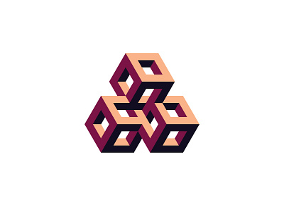 Axiomatic Logo 3d cube design geometric impossible object isometric logo logomark mark optical illusion symmetrical triangle vector