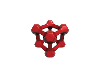 Quanta Logo 3d connected cube design geometric linked logo logomark mark network plastic red rounded shiny symmetrical vector