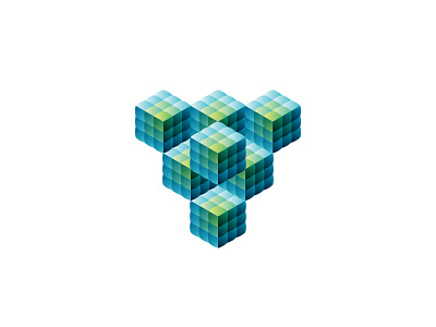 Geofact Logo 3d blue cube design ecology geometric green logo logomark mark symmetrical triangle vector