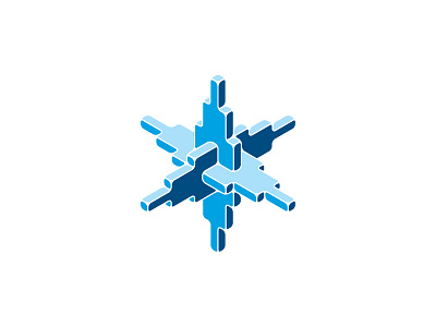 Flocon Logo 3d antarctic arctic blue cold crystal design geometric hvac ice logo logomark mark polar snowflake symmetrical vector winter