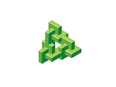 Trimedia Logo 3d design geometric green isometric logo logomark mark media play play button shiny symmetrical triangle vector