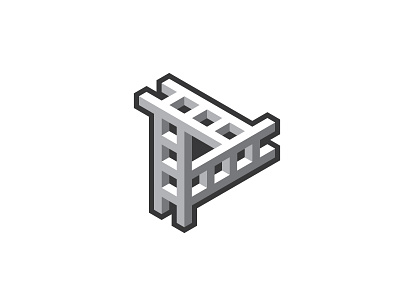 Feature Logo 3d design film geometric ladder logo logomark mark play symmetrical triangle vector