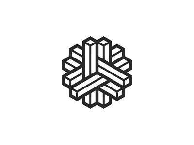 Interlok Logo 3d abstract black design geometric hexagon impossible object intricate isometric line logo logomark mark optical illusion square prism symmetrical vector