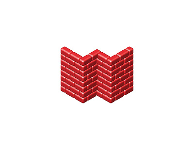 Brick Wall Logo 3d brick brick wall firewall geometric letter logo logomark mark security vector w wall