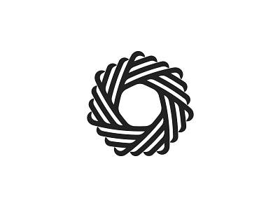 Ruban Logo abstract black dynamic folded geometric heptagon knot line logo logomark mark negative space origami ribbon shutter symmetrical vector