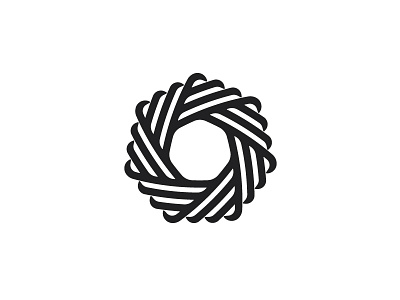 Ruban Logo abstract black dynamic folded geometric heptagon knot line logo logomark mark negative space origami ribbon shutter symmetrical vector