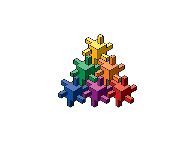 Tessella Logo 3d design geometric isometric logo logomark mark mathematical modern puzzle pyramid spectral tessellation triangle vector