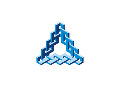 Braided Logo 3d blue braid design geometric impossible object intricate knot logo logomark loop mark optical illusion symmetrical triangle vector