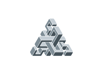 Benthos Logo 3d design geometric gray grey impossible object isometric logo logomark mark optical illusion rounded symmetrical triangle vector
