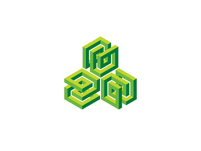 Trieteric Logo 3d cube design geometric green impossible object knot logo logomark mark optical illusion pyramid symmetrical vector