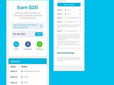 Referral app b2c daily ui design list referral referrals tracking ui web