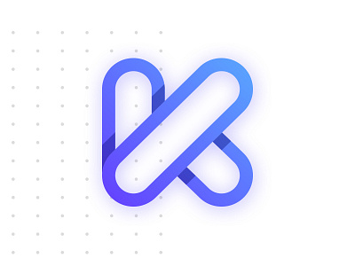 K ● Logo search blue gradient icon k logo minimal purple shadow violet