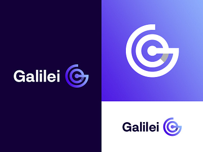 Galilei blue brand flat gradient icon logo logotype mark sweet violet