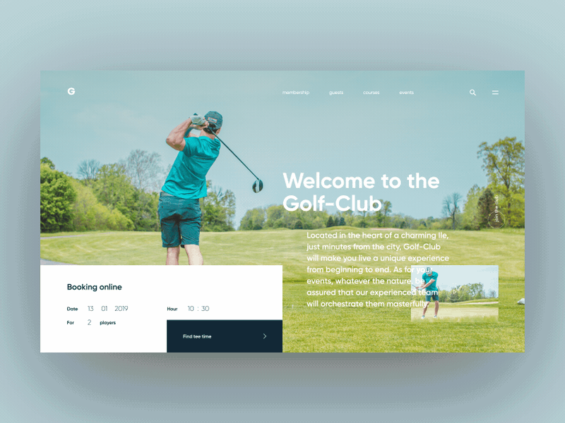 Golf - Daily animated UI anim animation blue club concept design desktop gif golf green homepage interaction interface mini golf minimal motion ui ux web website