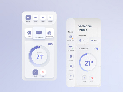 Smart Home - Air Conditioner Control air conditioner app design flat minimal mobile mobileapp smart home smarthome ui ux