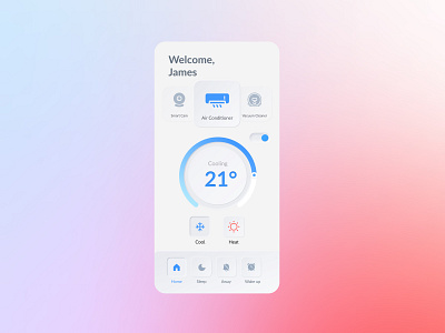 Air Conditioner Control - Smart Home air conditioner design flat interface minimal mobile mobileapp smart home smarthome ui uiux ux