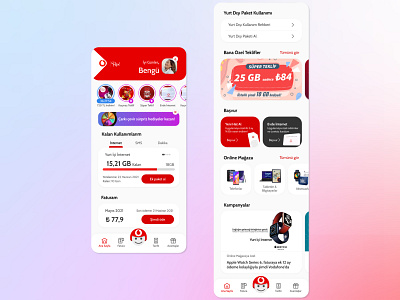 Vodafone Red Mobile App Redesign app branding design flat minimal mobile mobileapp redesign ui ux