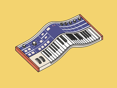 Vintage musical keyboard 70s illustration keyboard motion music wave