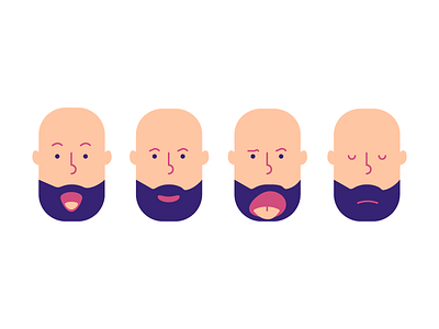 Bold Expressions beard character emoji flat pink purple smile