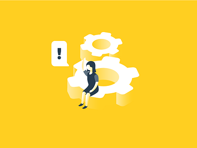 User unfriendly interface character faceless illustration isometric it warning yellow