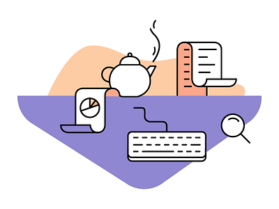 Data analysis illustration keyboard pot purple search tea vector