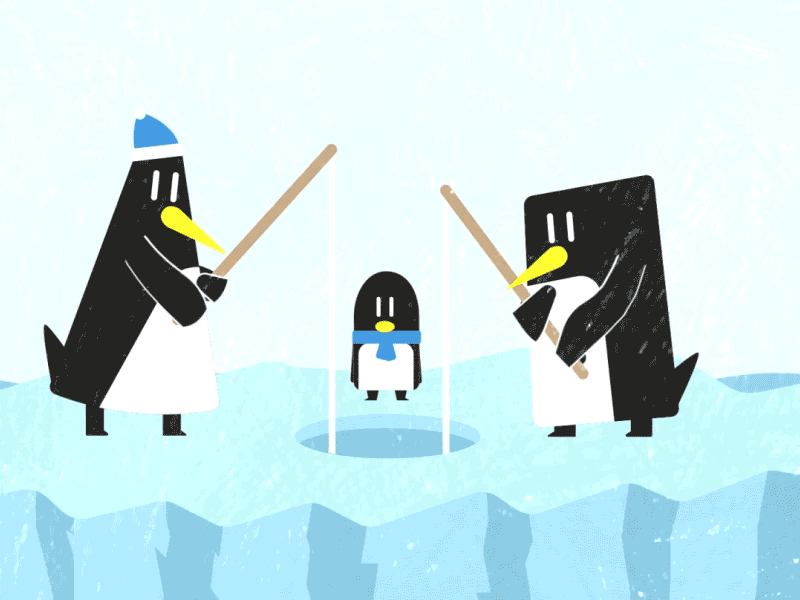 Day 3 - Gone Fishing 2d after effect animated animation character design fishing ice motion penguins texture