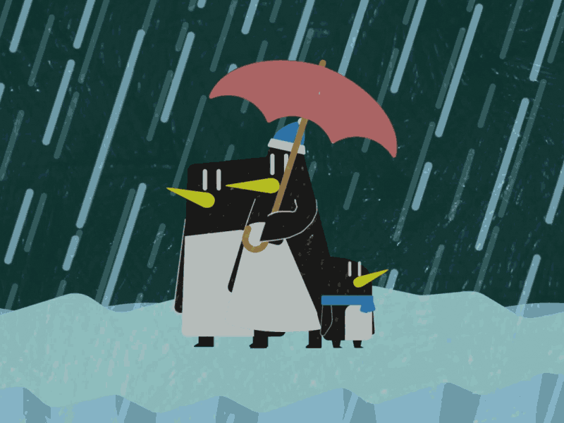 Day 5 Rainy Days 2d advent after effects animated animation character motion penguinadvent penguins rain umbrella wet