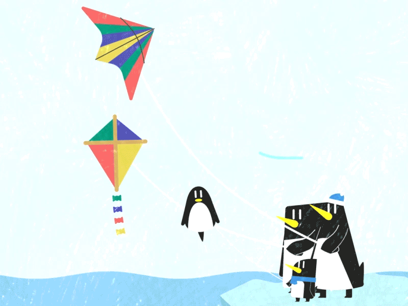 Day 11 - Flying Kites 2d after effects animated animation kite kites penguin advent penguins texture water wind
