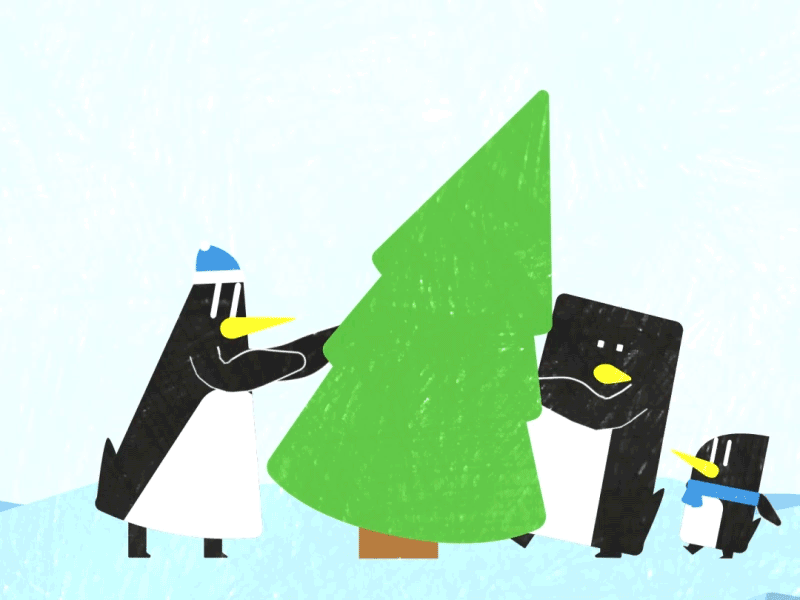 Day 21 - Putting Up the Tree 2d advent after effects animated animation character christmas motion penguins rigging texture tree