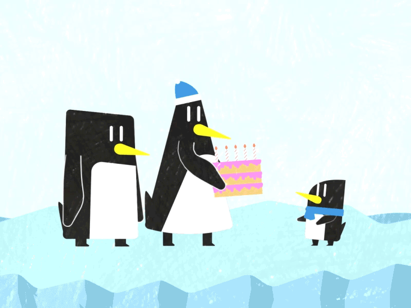 Day 19 - Happy Birthday 2d after effects animated animation birthday cake candles character motion penguins texture