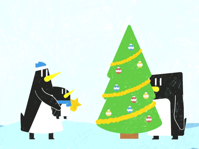 Day 23 - The Star 2d animated animation baubles character christmas decorations motion penguins rigging star texture tree
